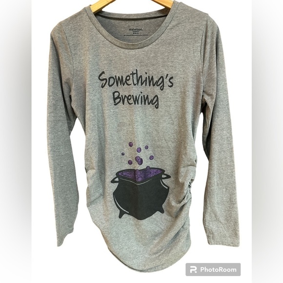 Motherhood Maternity Longsleeve Something's Brewing Graphic Tee Caldron Med - Picture 1 of 9